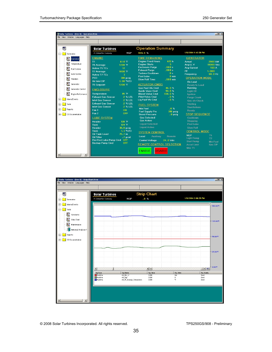 Figure 15, Typical tt4000 operation summary display screen, Figure 16 | Typical tt4000 strip chart display | CAT Titan 250 User Manual | Page 36 / 81