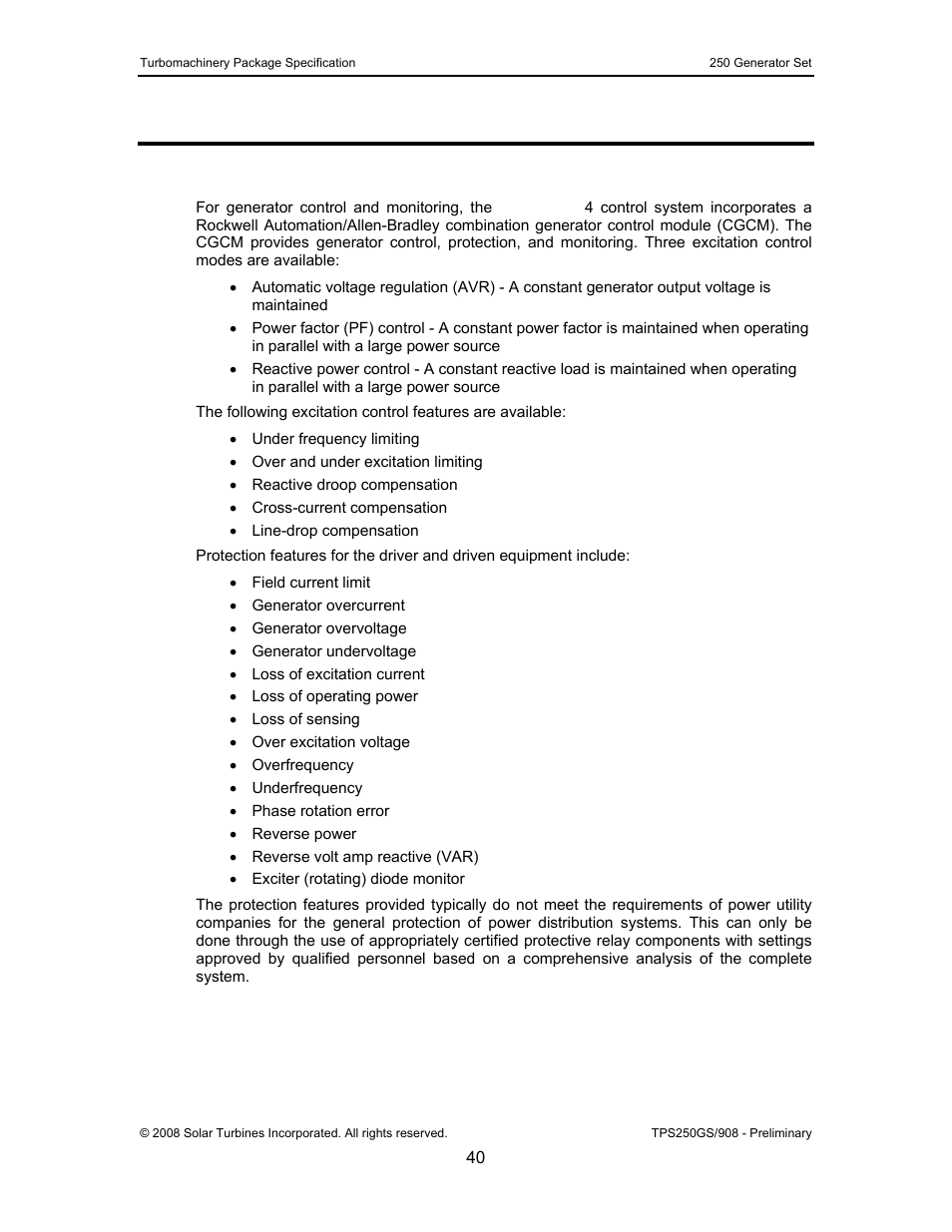 10 generator control and monitoring, 1 general description, Generator control and monitoring | General description | CAT Titan 250 User Manual | Page 41 / 81
