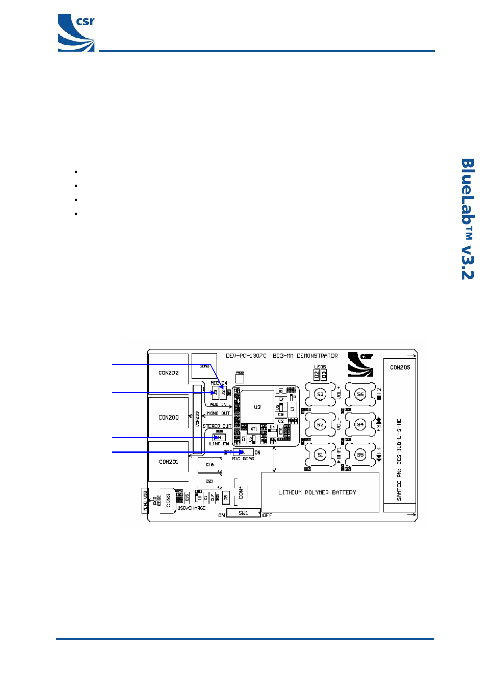 5 combined av headset application, 1 building the combined headset application, Combined av headset application | Building the combined headset application, Figure 5.1: bluecore3-multimedia development board, Äìéi~ä, Îpko= combined a v headset u ser guide, 5combined av headset application | CSR BlueLab v3.2 User Manual | Page 8 / 24