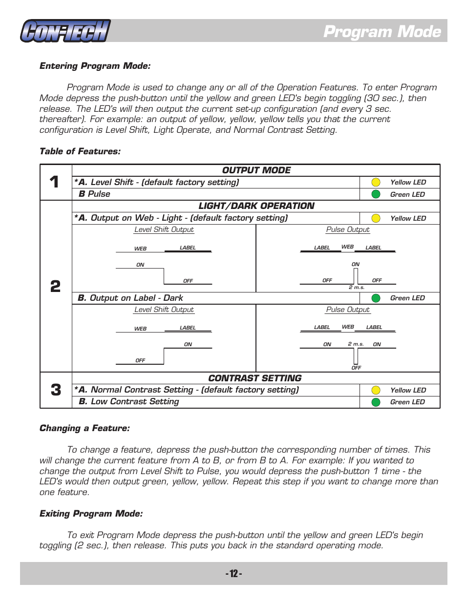 Program mode | CON-TECH CS2000-QD User Manual | Page 14 / 18