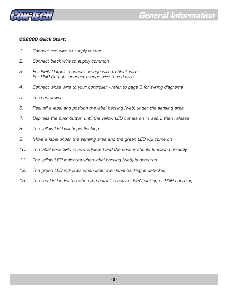 General information | CON-TECH CS2000-QD User Manual | Page 5 / 18