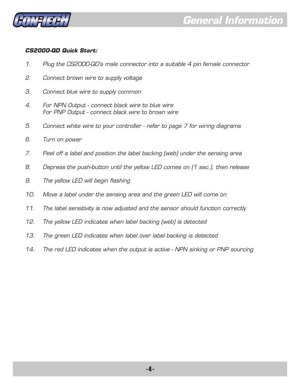 General information | CON-TECH CS2000-QD User Manual | Page 6 / 18