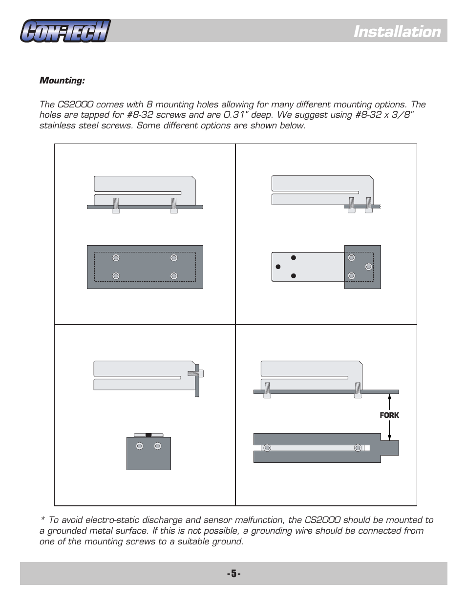 Installation | CON-TECH CS2000-QD User Manual | Page 7 / 18