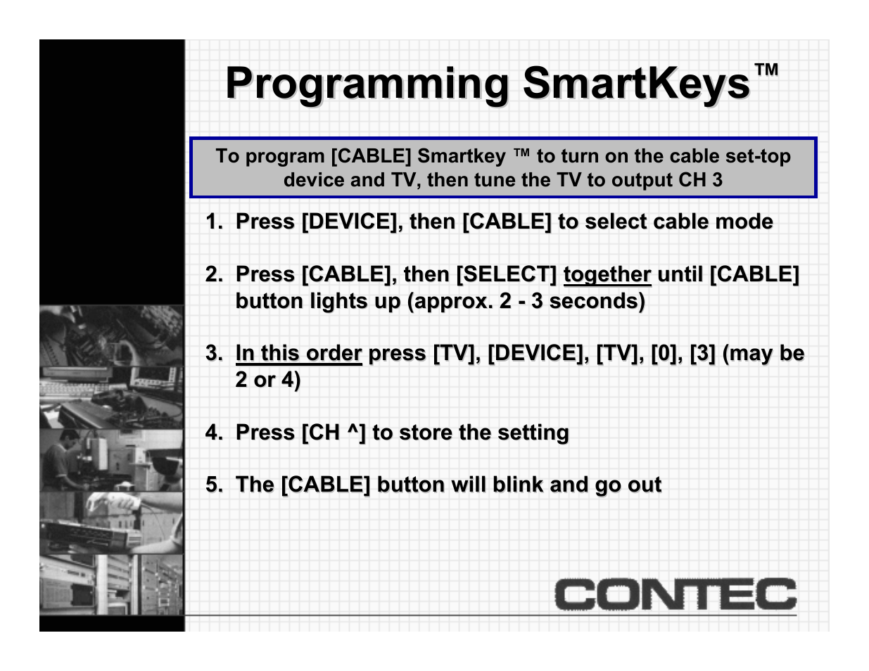 Programming smartkeys | Contec CheckMate RT-U49+ User Manual | Page 21 / 30