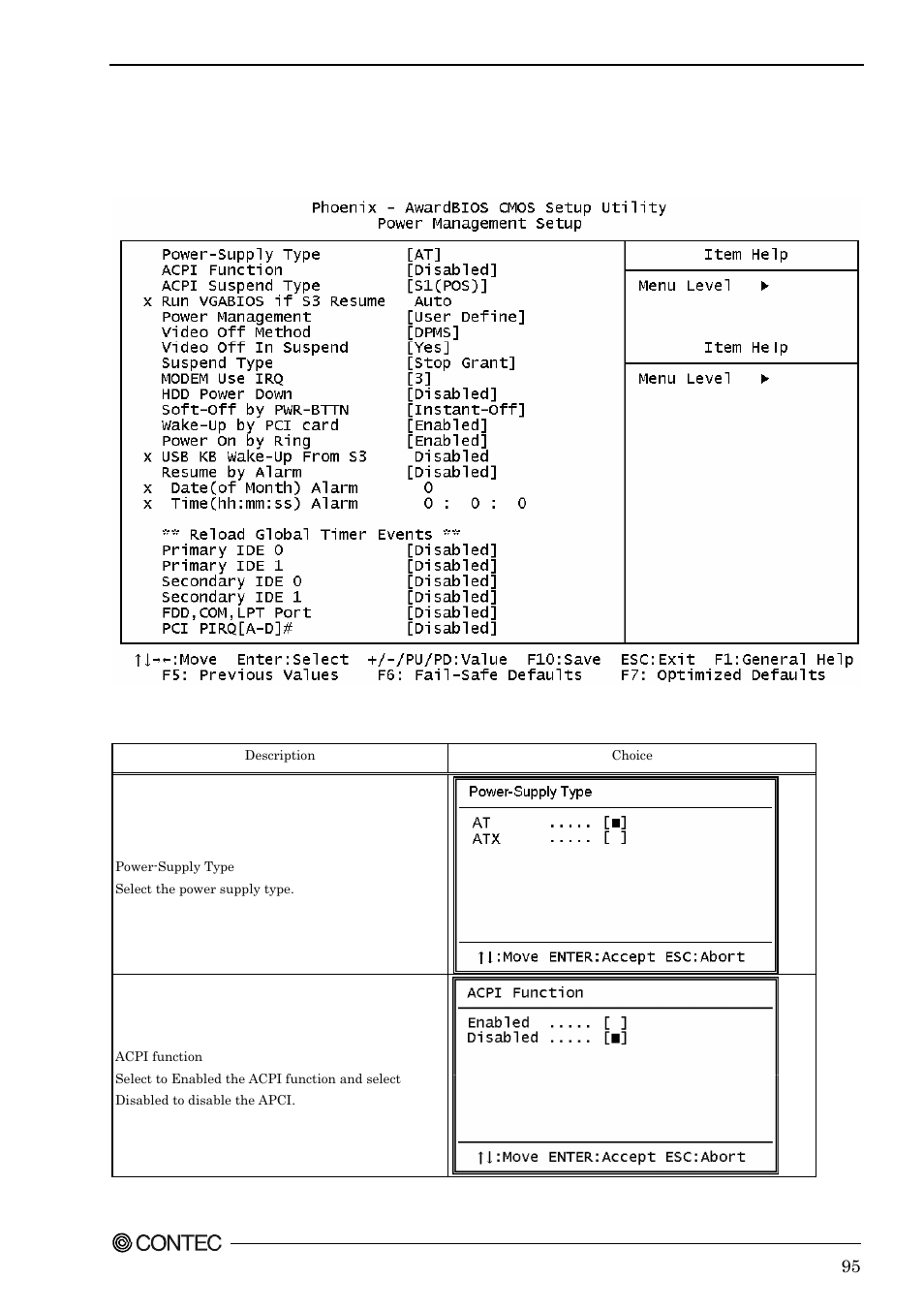 Power management setup | Contec SPI-8451-LVA User Manual | Page 102 / 123