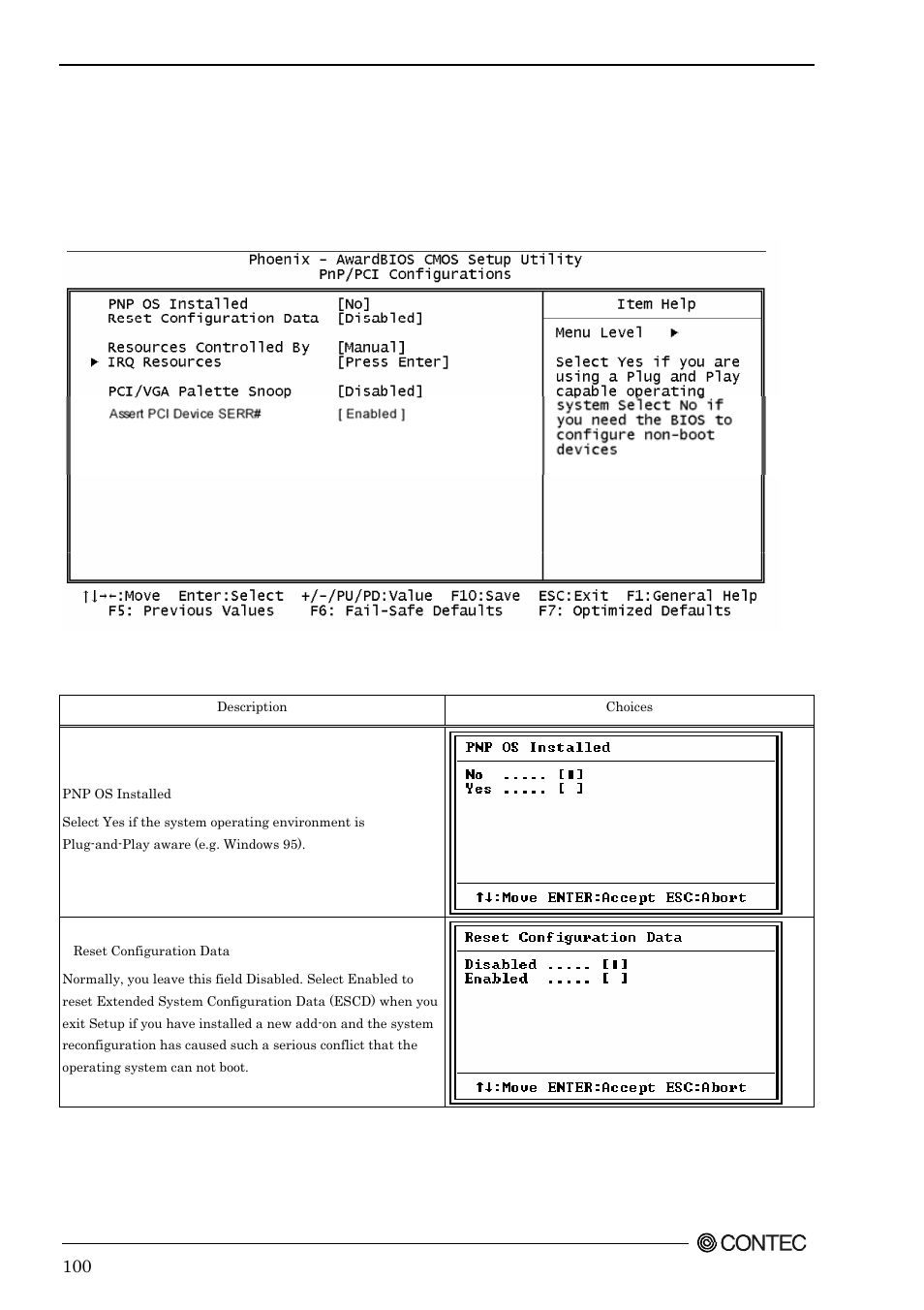 Pnp/pci configuration setup | Contec SPI-8451-LVA User Manual | Page 107 / 123