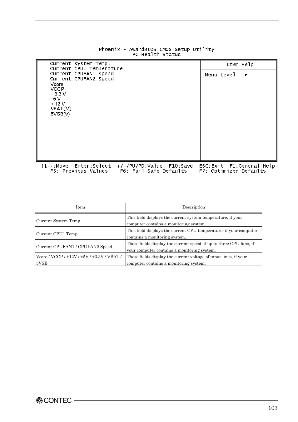 Pc health status | Contec SPI-8451-LVA User Manual | Page 110 / 123