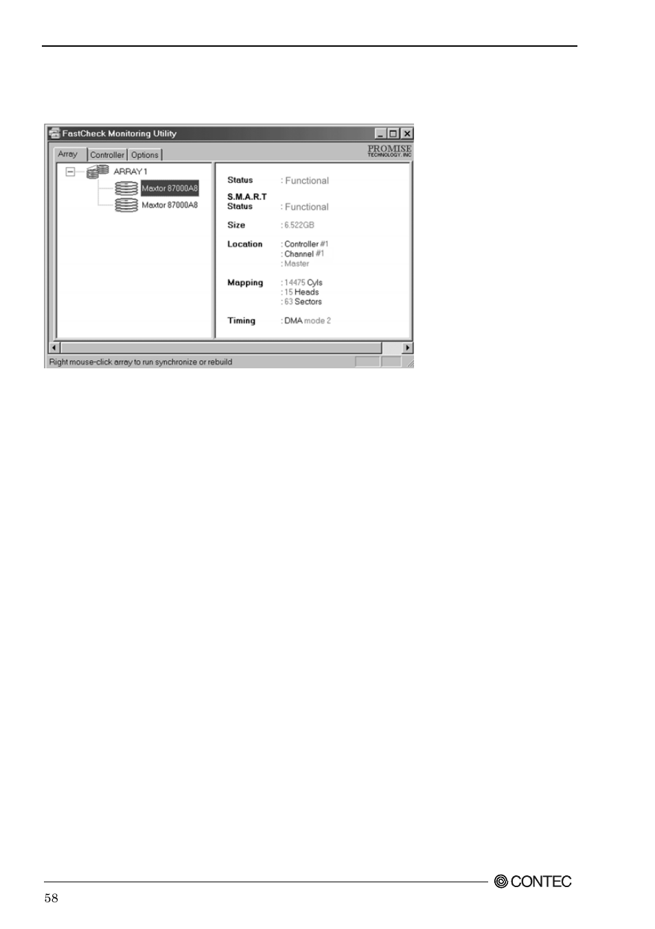 Viewing arrayed drive information | Contec SPI-8451-LVA User Manual | Page 65 / 123