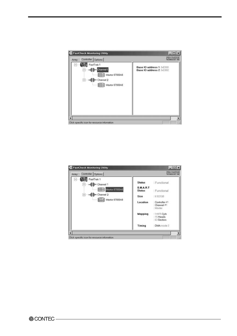 Viewing ide channel information, Viewing drive information | Contec SPI-8450-LLVA User Manual | Page 72 / 129