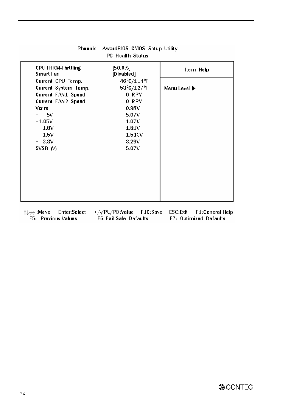 Pc health status | Contec SEH-9450-LAS User Manual | Page 85 / 99
