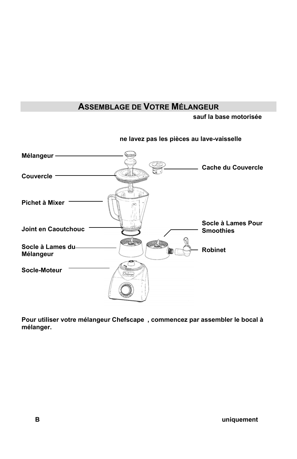Assemblage de votre mélangeur | ChefScape SE655 User Manual | Page 18 / 44