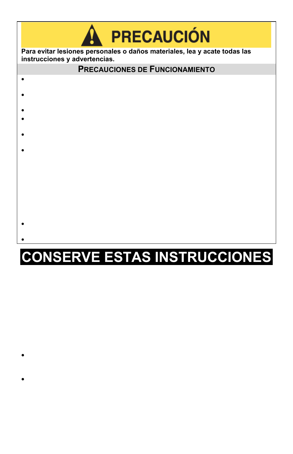 Precauciones de funcionamiento, Conserve estas instrucciones | ChefScape SE655 User Manual | Page 31 / 44