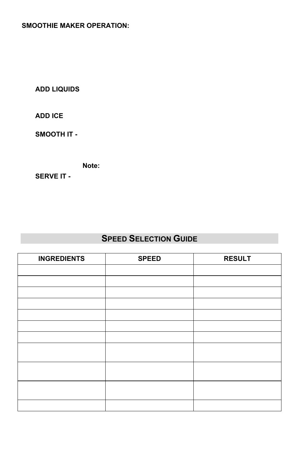 Speed selection guide | ChefScape SE655 User Manual | Page 6 / 44