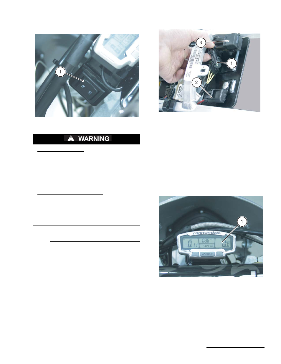 Lighting option, Trip computer, Lighting option trip computer | Warning | Cannondale S440 User Manual | Page 15 / 105