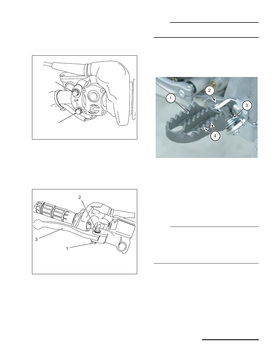 Adjusting the front brake lever position, Front brake lever lubrication, Footpegs | Cannondale S440 User Manual | Page 19 / 105