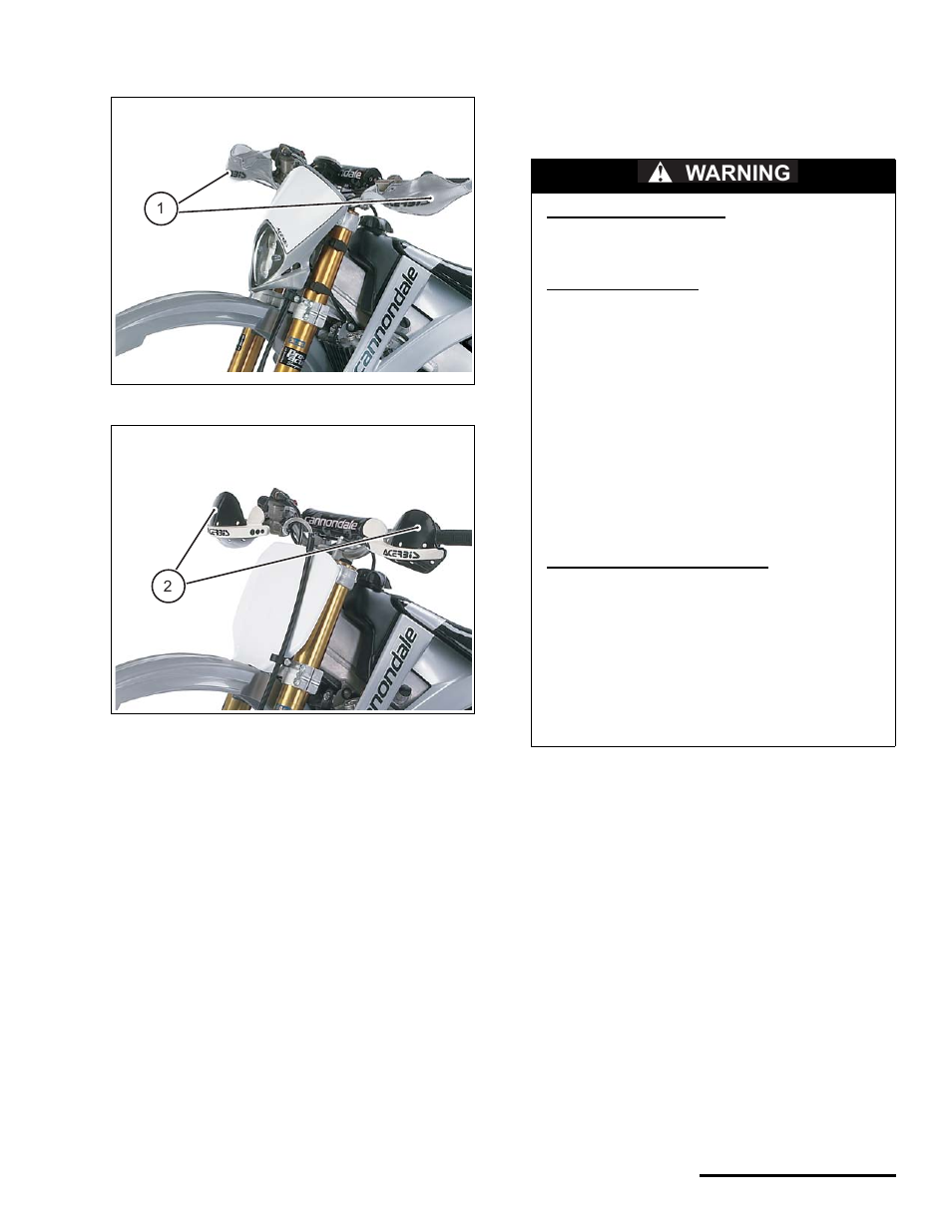 Handguards, Warning | Cannondale S440 User Manual | Page 23 / 105