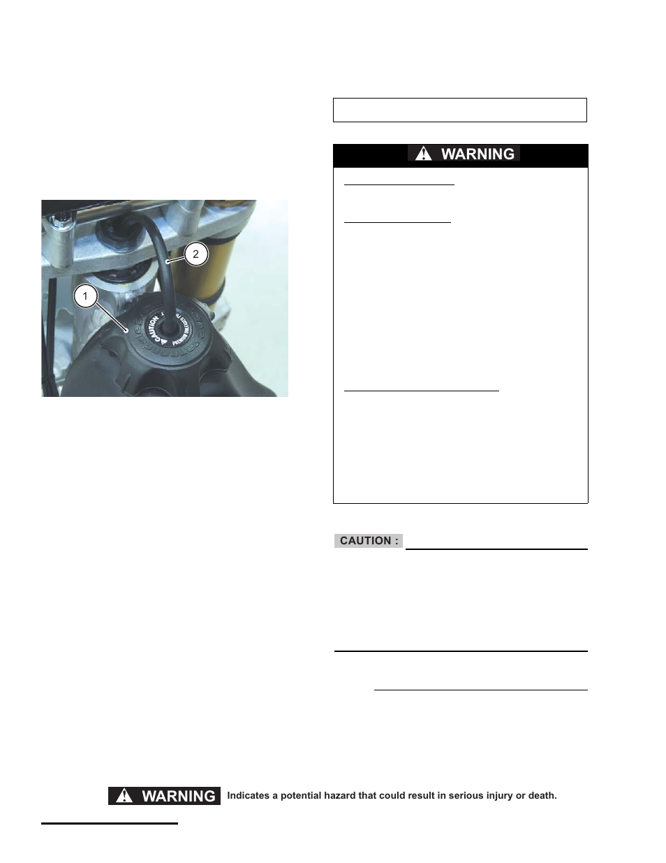 Fuel tank cap, Fluids, Brake fluid | Warning | Cannondale S440 User Manual | Page 24 / 105