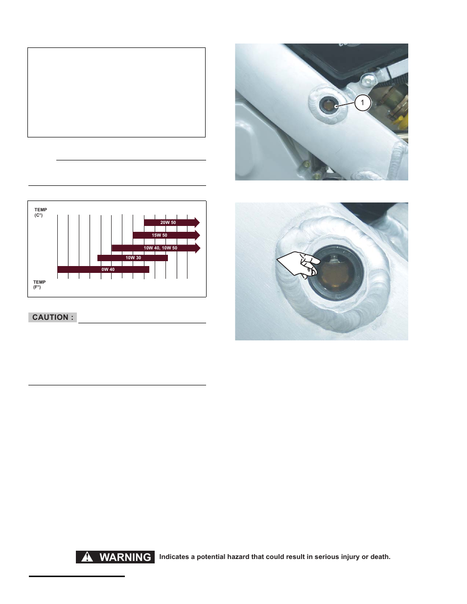 Engine oil, Checking the engine oil level, Warning | Cannondale S440 User Manual | Page 28 / 105