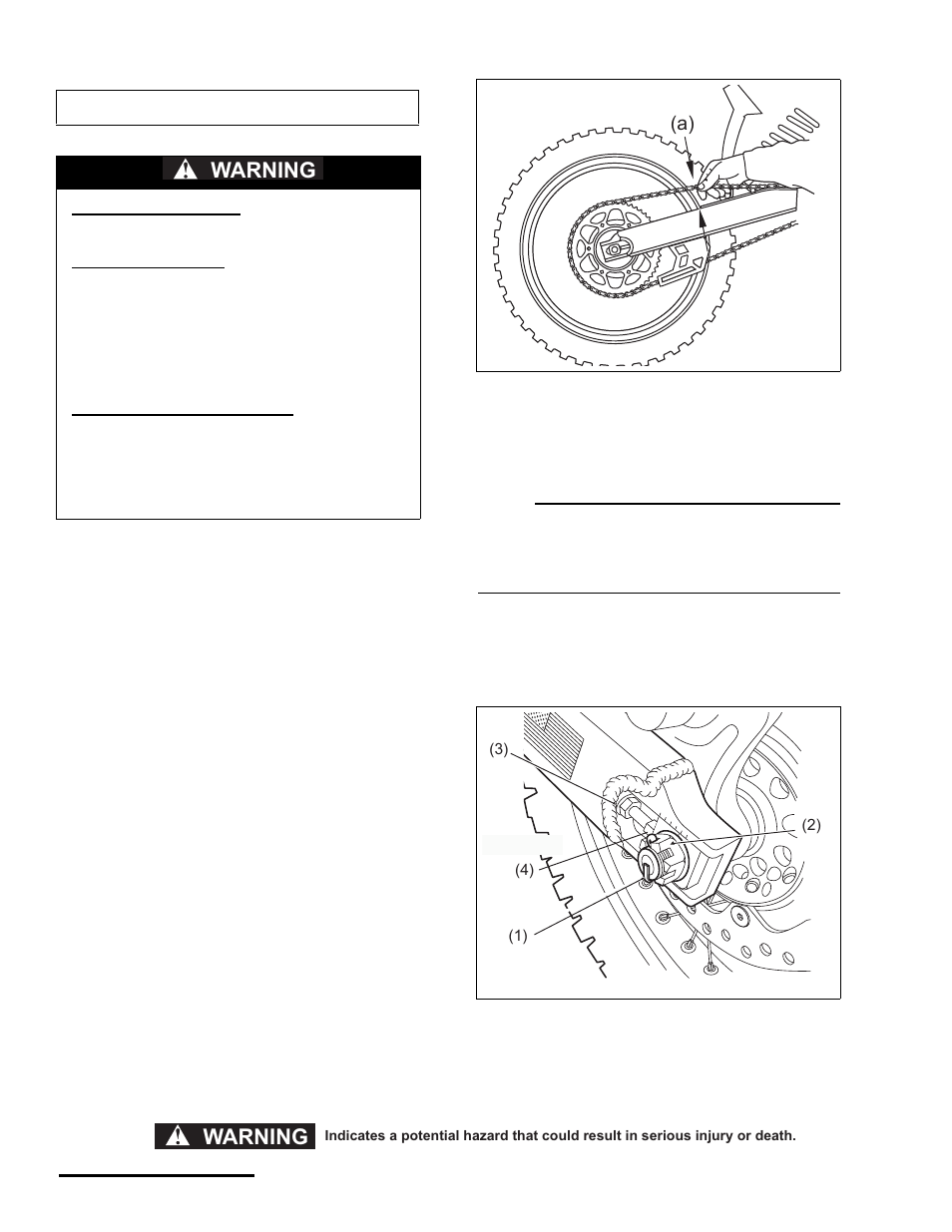 Checking the drive chain slack, Adjusting the drive chain slack, Warning | Cannondale S440 User Manual | Page 56 / 105