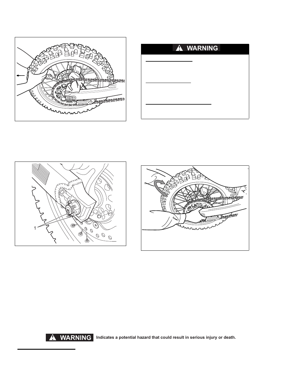 Checking the rear end for excessive play, Warning | Cannondale S440 User Manual | Page 92 / 105