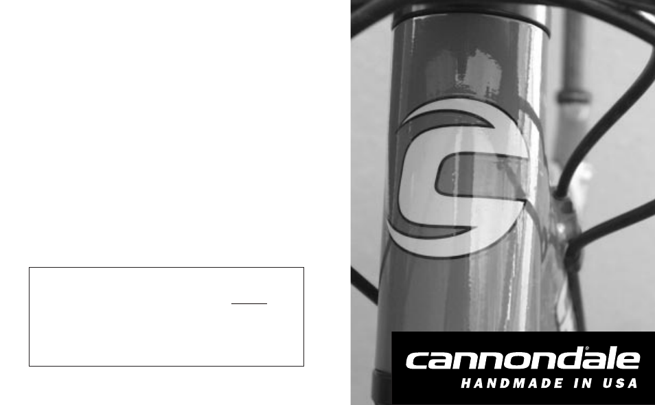 Cannondale Bicycles User Manual | 110 pages