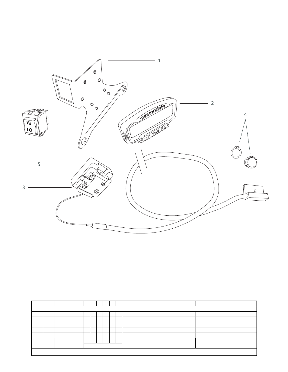 Odometer, Odometer parts list | Cannondale E440R User Manual | Page 13 / 36