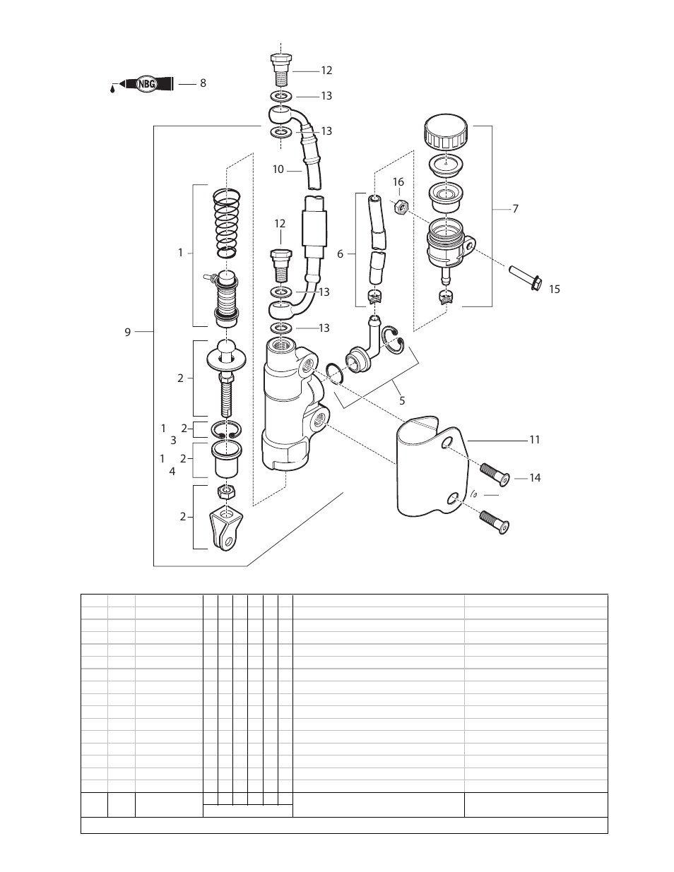 Rear brake master cylinder, Rear brake master cylinder parts list | Cannondale E440R User Manual | Page 17 / 36
