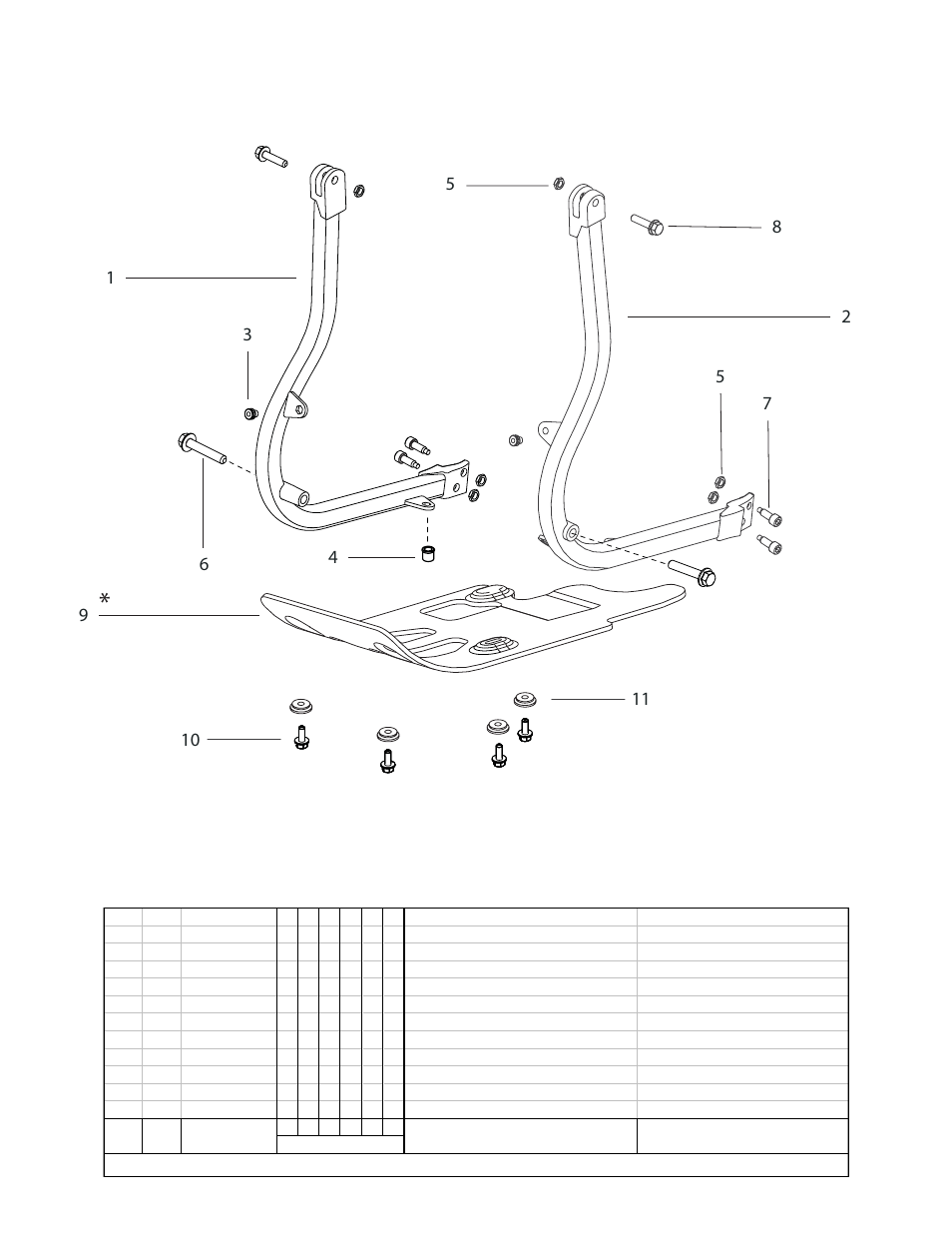 Frame rail & skid plate, Frame rail parts list | Cannondale E440R User Manual | Page 21 / 36