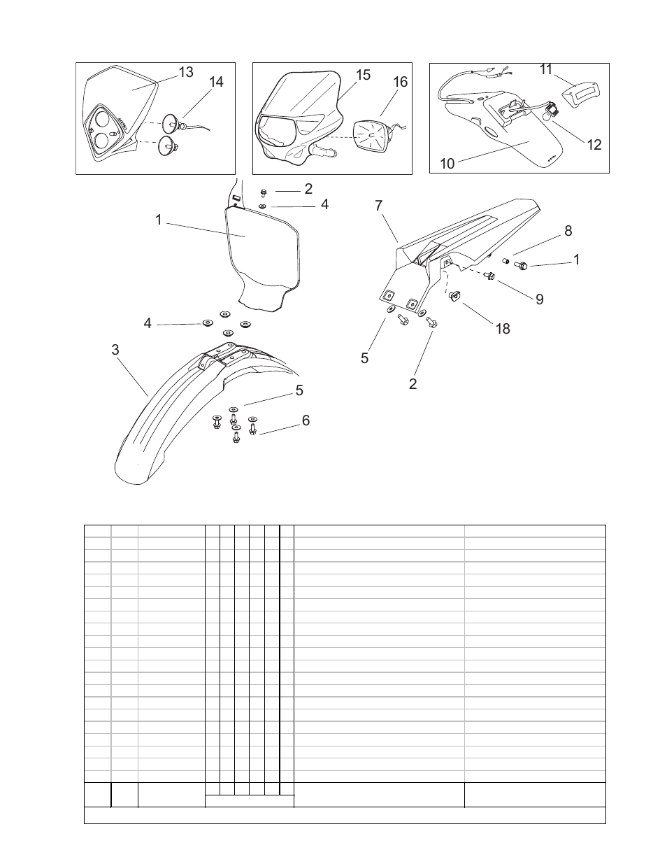 Frnt fender & frnt number plte, Fenders & lights parts list | Cannondale E440R User Manual | Page 27 / 36