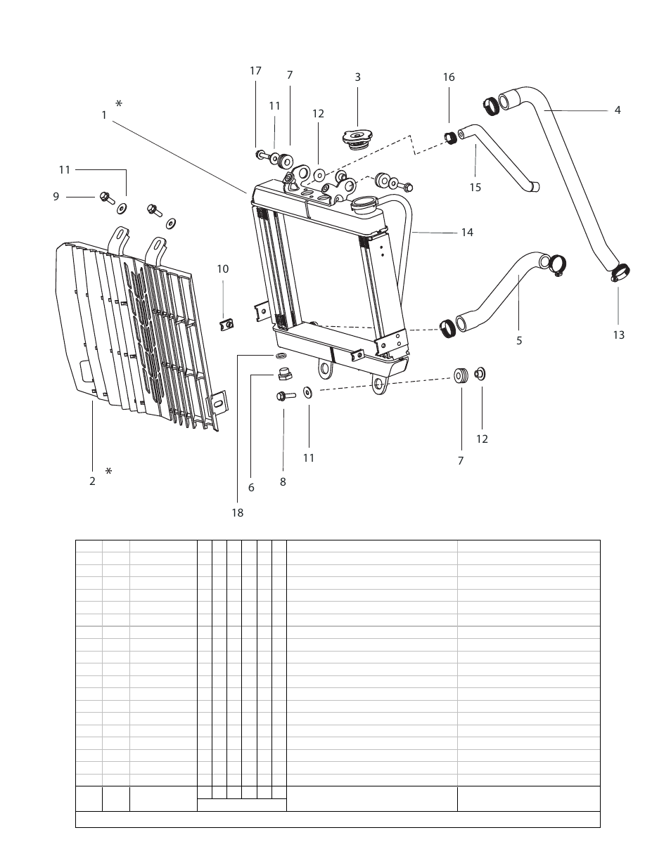 Radiator, Radiator parts list | Cannondale E440R User Manual | Page 31 / 36