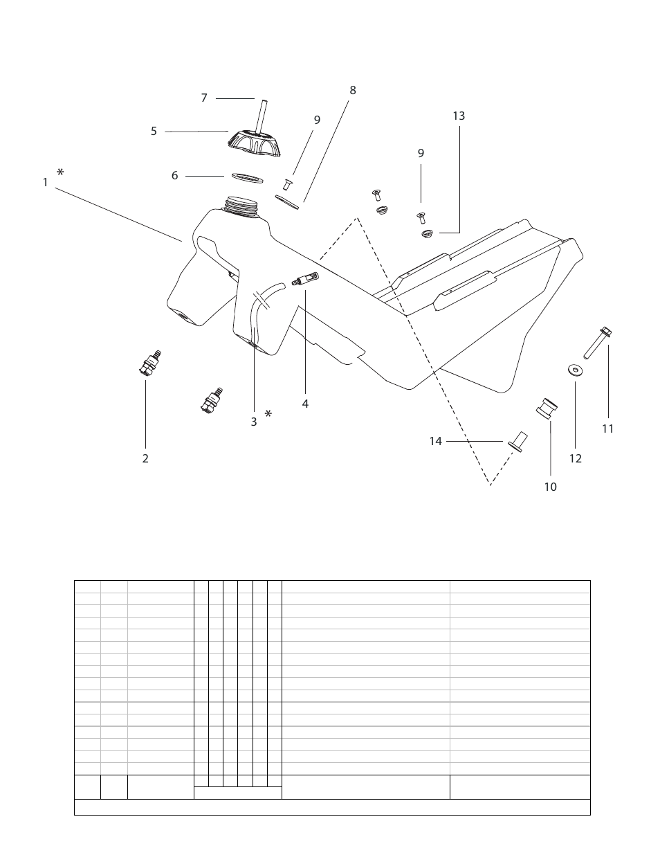 Fuel tank, Fuel tank parts list | Cannondale E440R User Manual | Page 33 / 36
