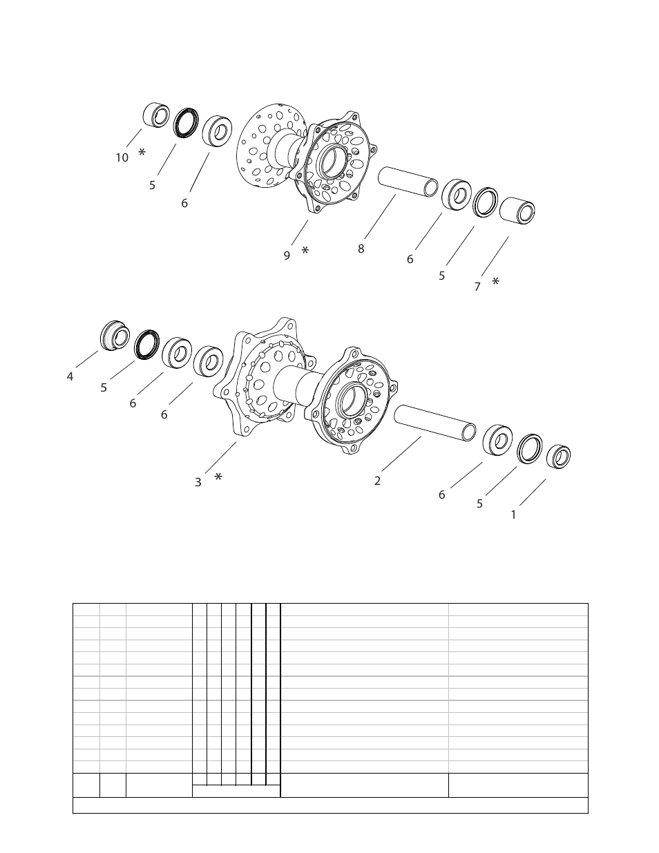 Wheel hubs, Wheel hubs parts list | Cannondale E440R User Manual | Page 6 / 36