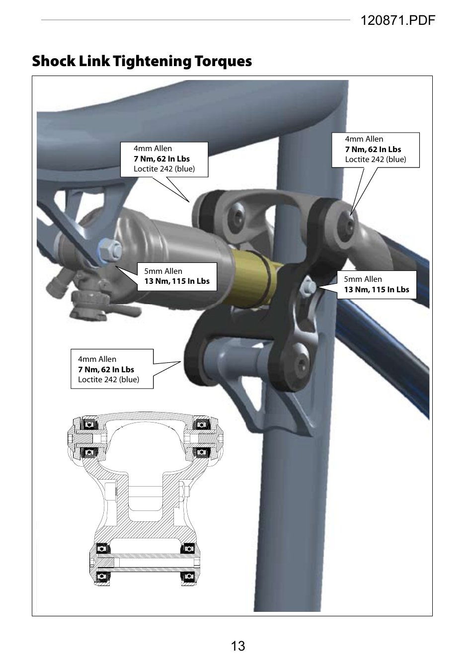 Shock link tightening torques | Cannondale SCALPEL 100 User Manual | Page 13 / 24