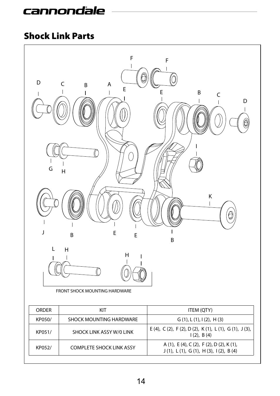 Shock link parts | Cannondale SCALPEL 100 User Manual | Page 14 / 24