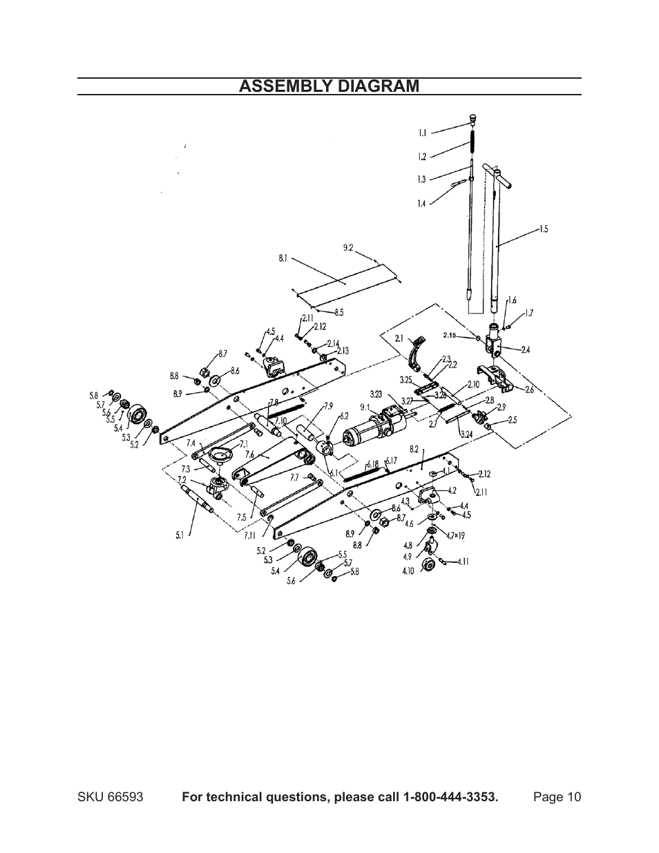 Assembly diagram | Central Hydraulics 66593 User Manual | Page 10 / 12