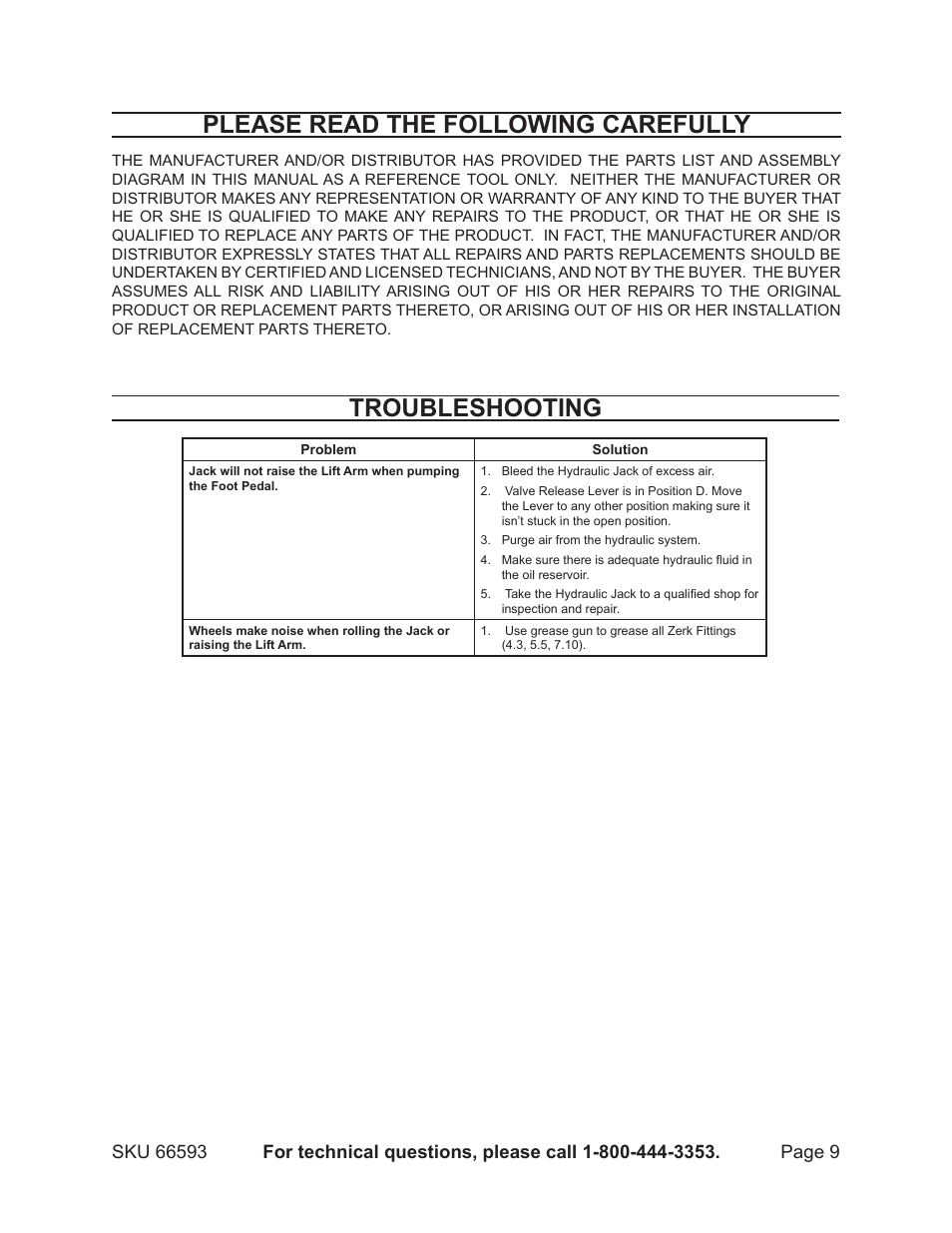 Central Hydraulics 66593 User Manual | Page 9 / 12