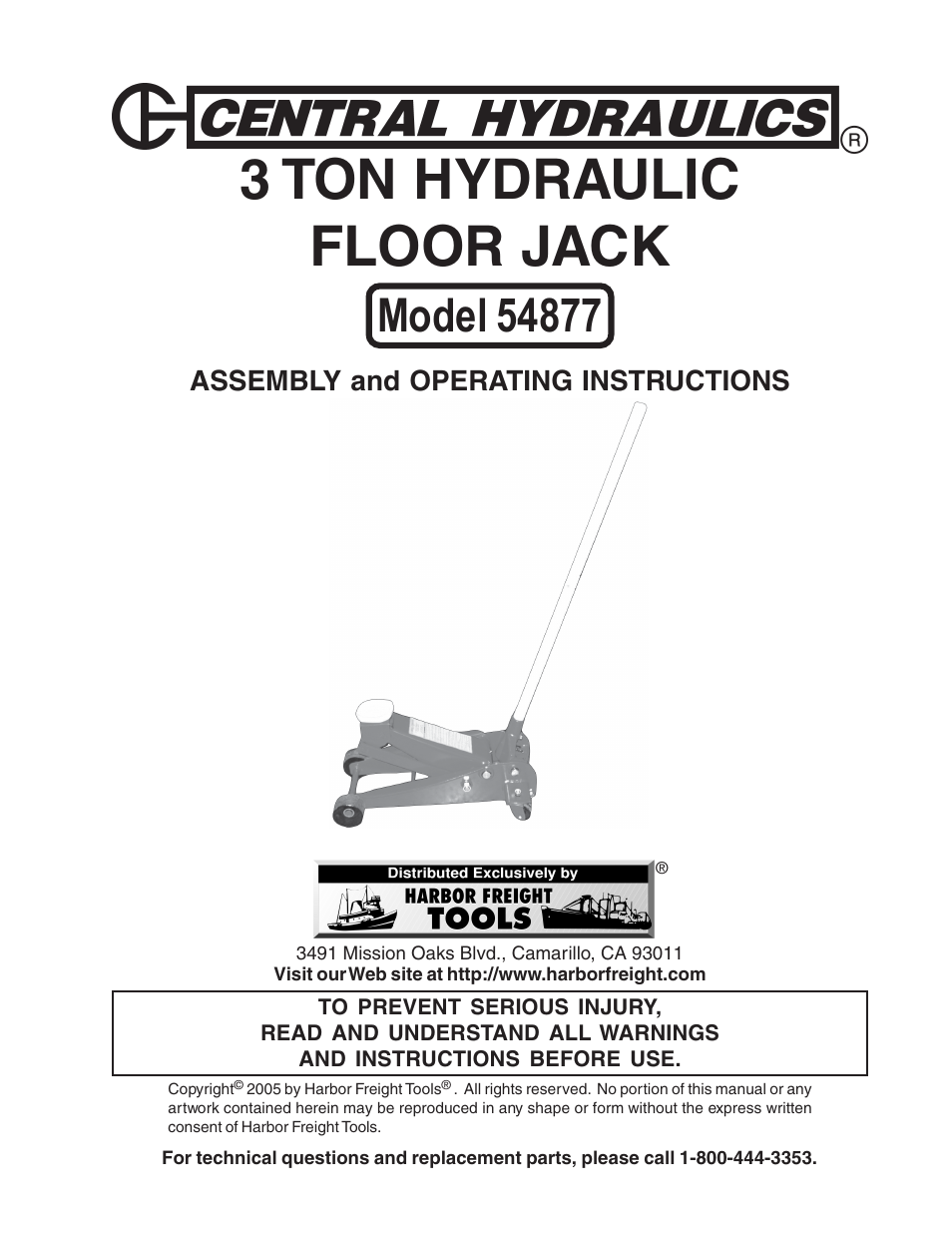 Central Hydraulics 54877 User Manual | 11 pages
