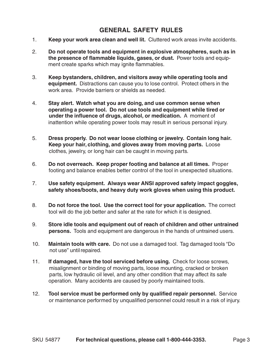 Central Hydraulics 54877 User Manual | Page 3 / 11