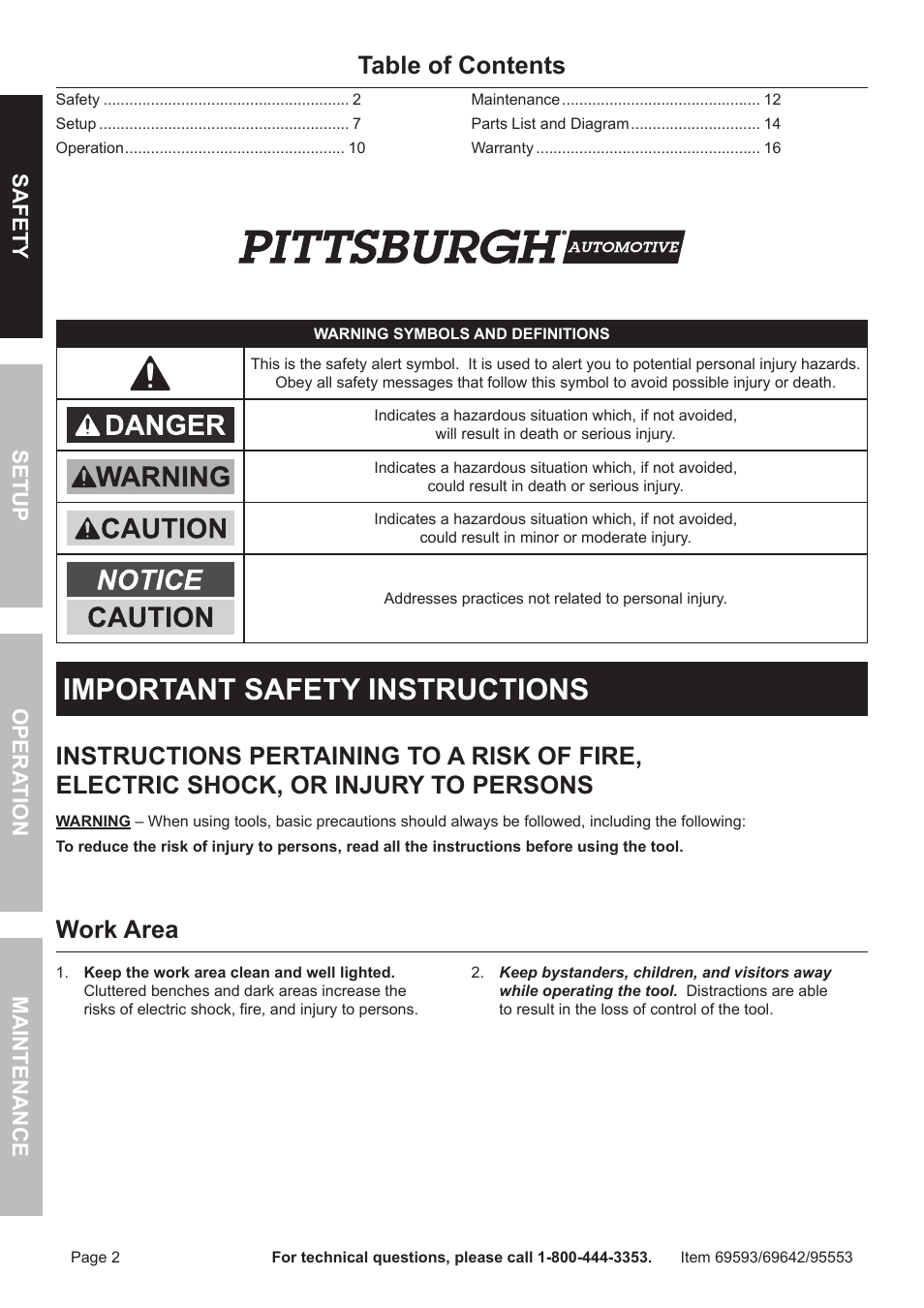 Harbor Freight Tools Central Hydraulics 95553 User Manual | Page 2 / 16