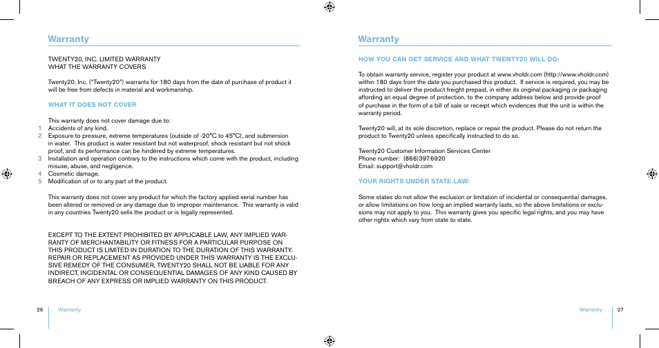 Warranty | Contour VholdR J61250712V1100 User Manual | Page 14 / 17