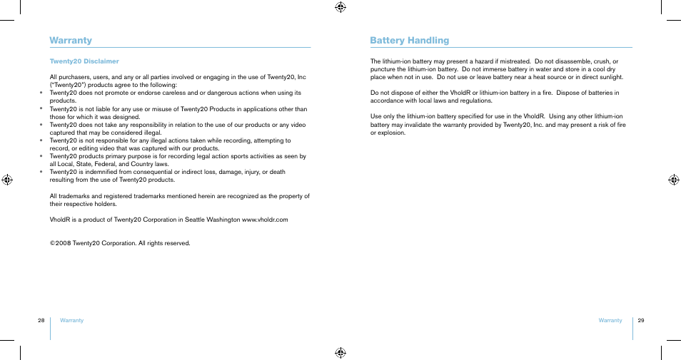 Warranty battery handling | Contour VholdR J61250712V1100 User Manual | Page 15 / 17