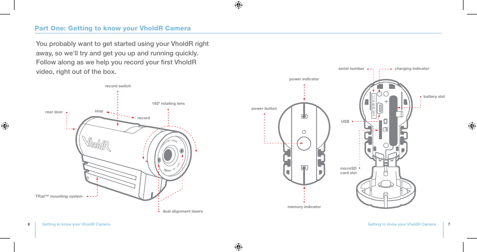 Part one: getting to know your vholdr camera | Contour VholdR J61250712V1100 User Manual | Page 4 / 17