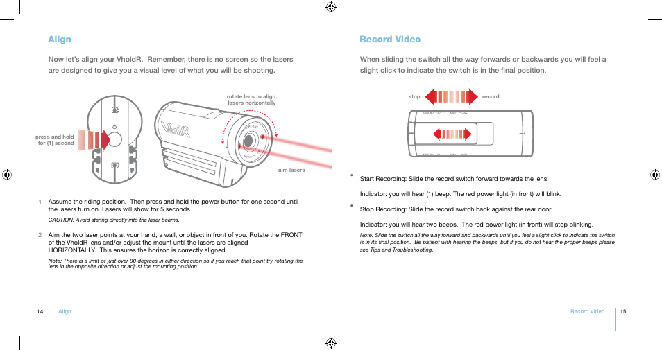 Align record video | Contour VholdR J61250712V1100 User Manual | Page 8 / 17