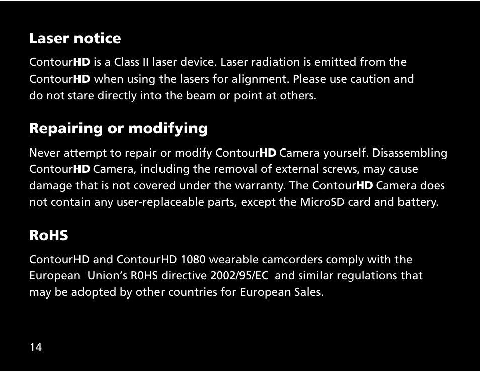 Contour ContourHD User Manual | Page 16 / 20