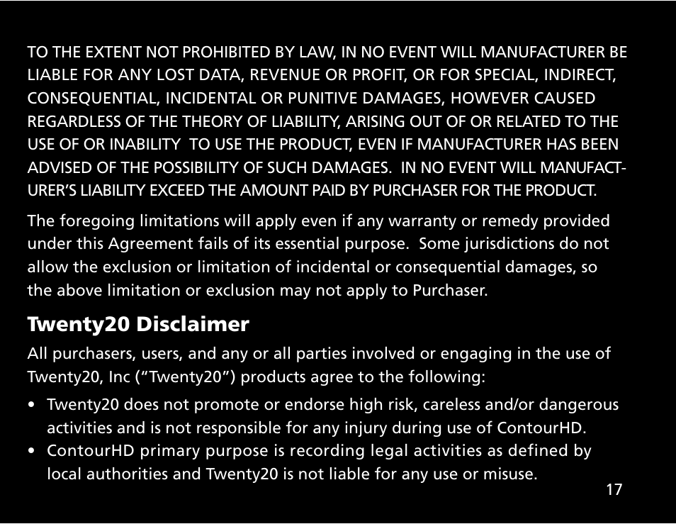 Twenty20 disclaimer | Contour ContourHD User Manual | Page 19 / 20