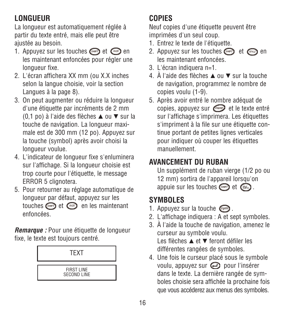 Esselte LECTRA TAG QX50 User Manual | Page 16 / 28