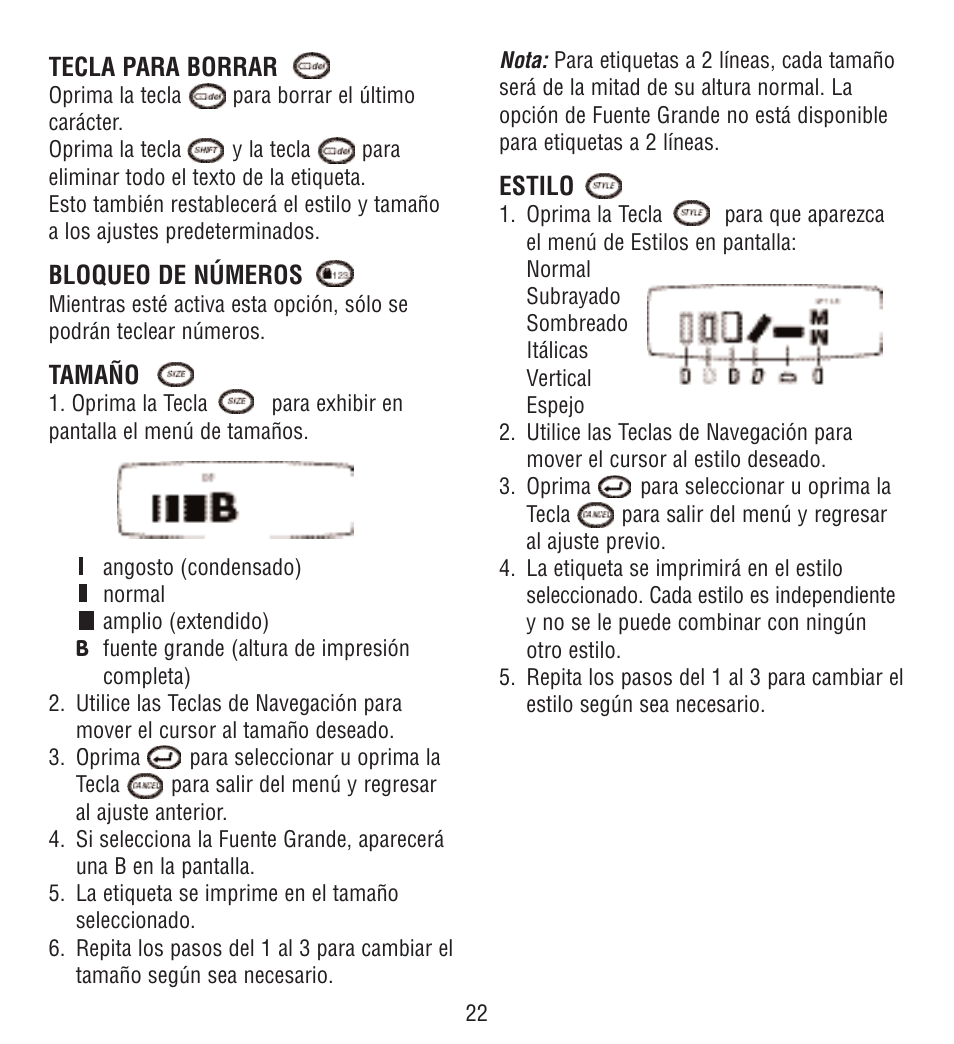 Esselte LECTRA TAG QX50 User Manual | Page 22 / 28