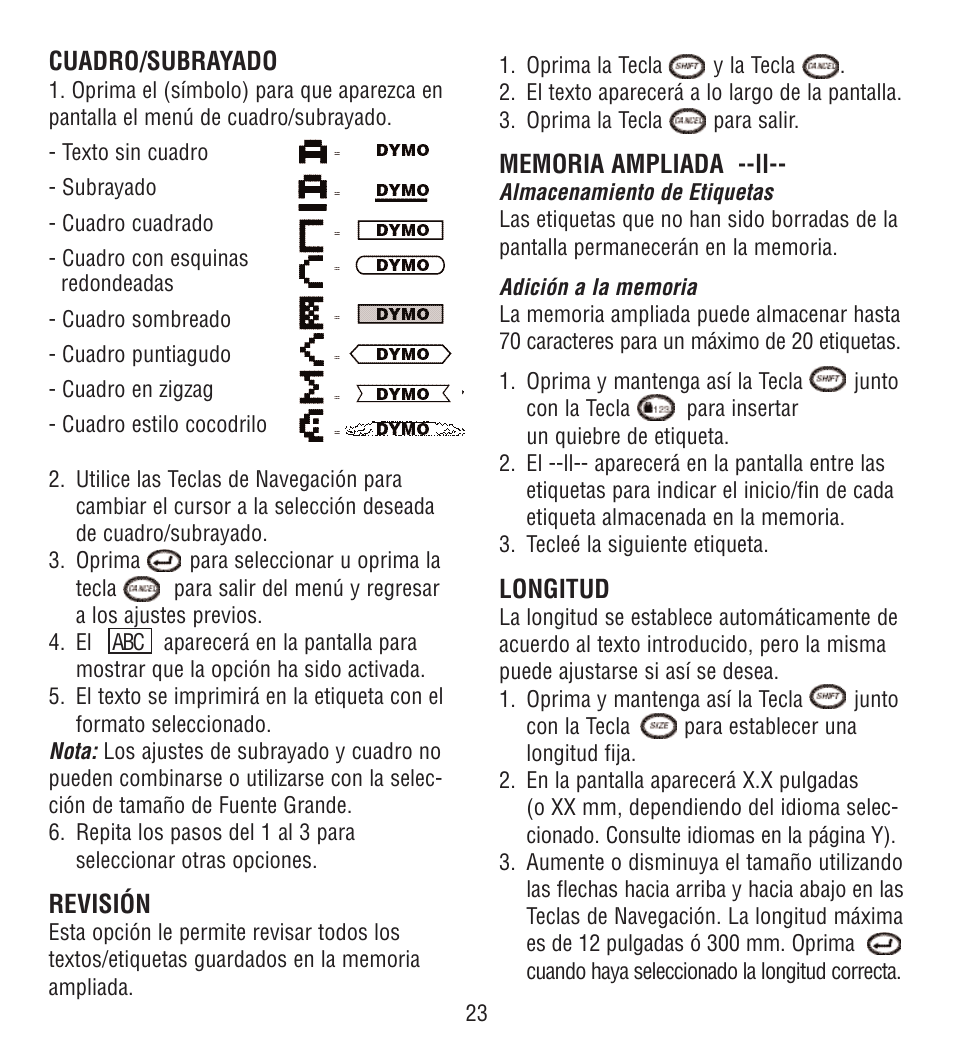 Esselte LECTRA TAG QX50 User Manual | Page 23 / 28