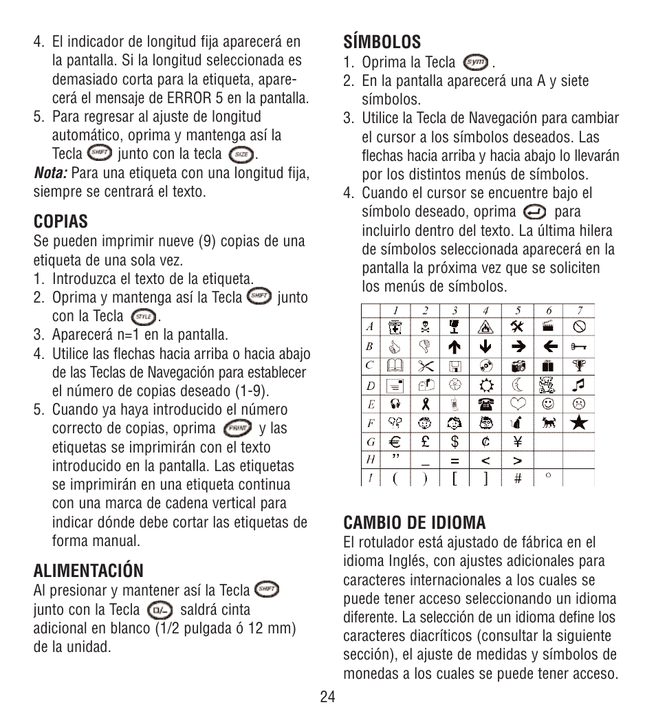 Esselte LECTRA TAG QX50 User Manual | Page 24 / 28