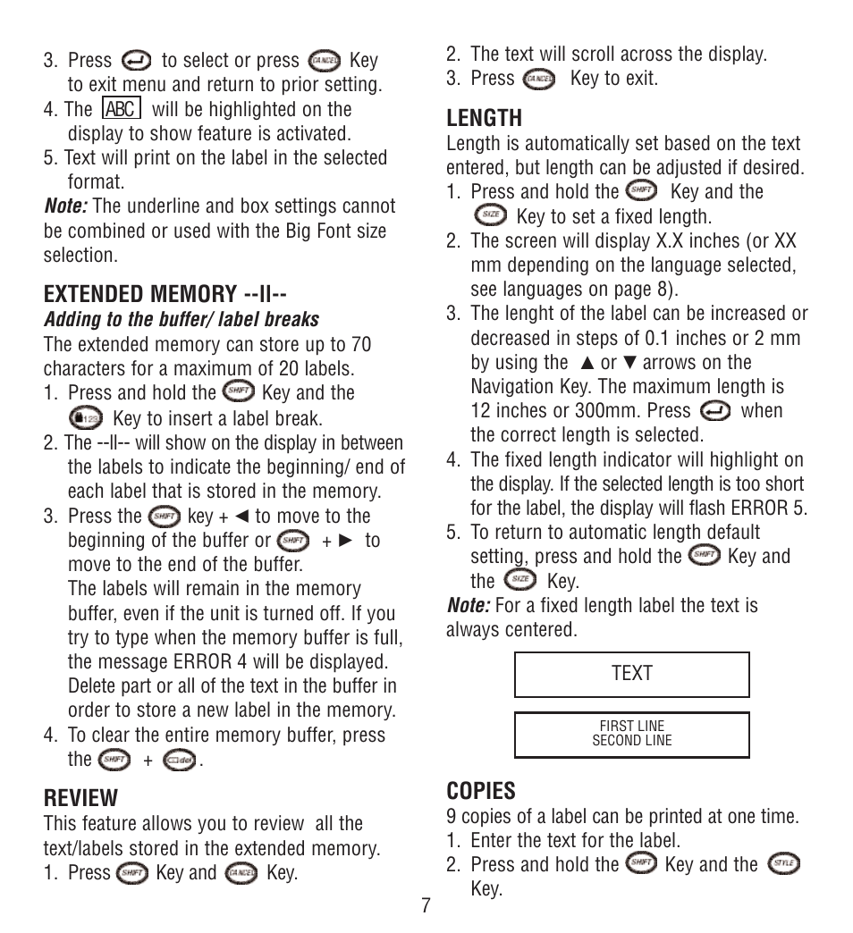 Esselte LECTRA TAG QX50 User Manual | Page 7 / 28